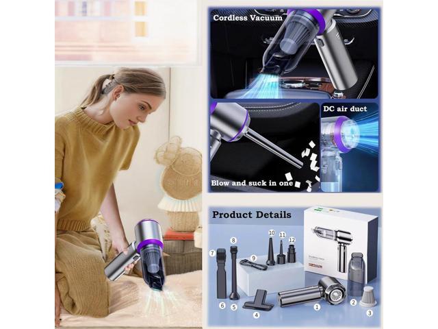 Airified Pro Car Vacuum, 3 in 1 New Pro V2 Portable 29000 Pa Suction Air Blower/Car Vacuum, Rechargeable High Power Cordless Vacuum Cleaner for...