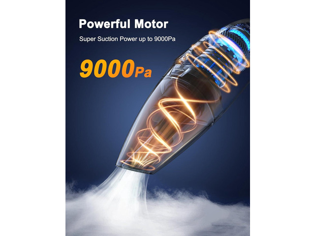Otemly Handheld Vacuum Cordless Rechargeable 9KPA - [2H Fast Charging Dock] Portable Car Vacuum Cleaner High Power Suction with LED Light, 2 HEPA...