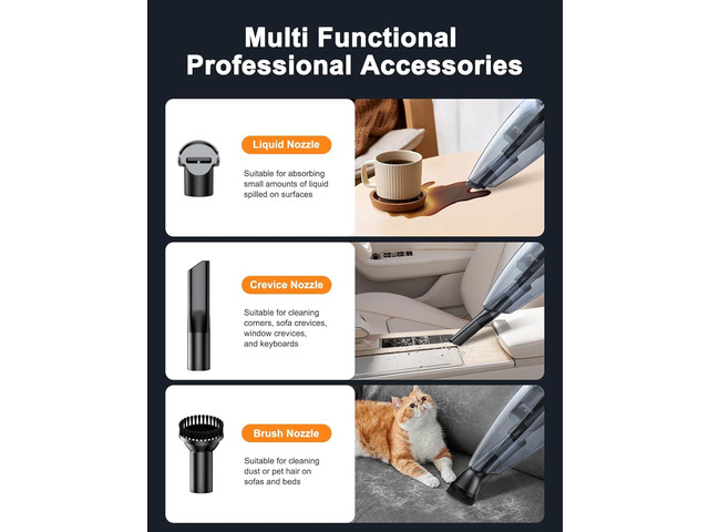 Otemly Handheld Vacuum Cordless Rechargeable 9KPA - [2H Fast Charging Dock] Portable Car Vacuum Cleaner High Power Suction with LED Light, 2 HEPA...