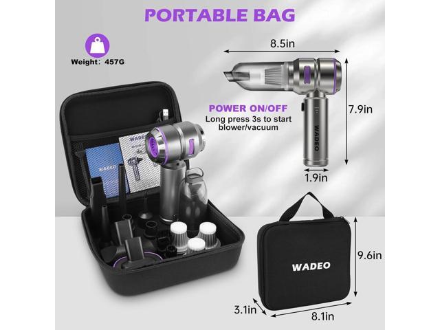 WADEO Handheld Vacuum Cordless, 4-in-1 21000PA Brushless Car Vacuum & 210000RPM Air Duster 7500mAh Battery Air Blower Wireless Handheld Vacuum for...