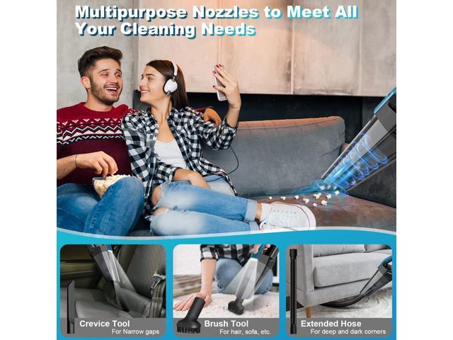 Cordless Car Vacuum Lightweight High Power Handheld Vacuum Cleaner with LED Light, Hand Vacuum for Car Home Office and Pet Hair, BlackBlue