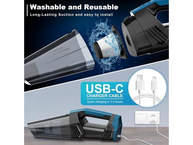 Cordless Car Vacuum Lightweight High Power Handheld Vacuum Cleaner with LED Light, Hand Vacuum for Car Home Office and Pet Hair, BlackBlue
