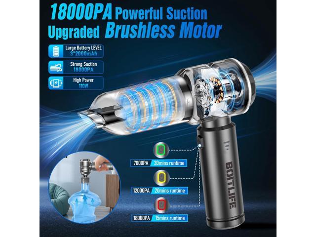 Handheld Car Vacuum Cleaner Cordless,18000PA High Power Portable Vacuum Cleaner & Air Duster,3 Gear,7 in 1 Small Vacuum Cleaner Rechargeable,Mini...