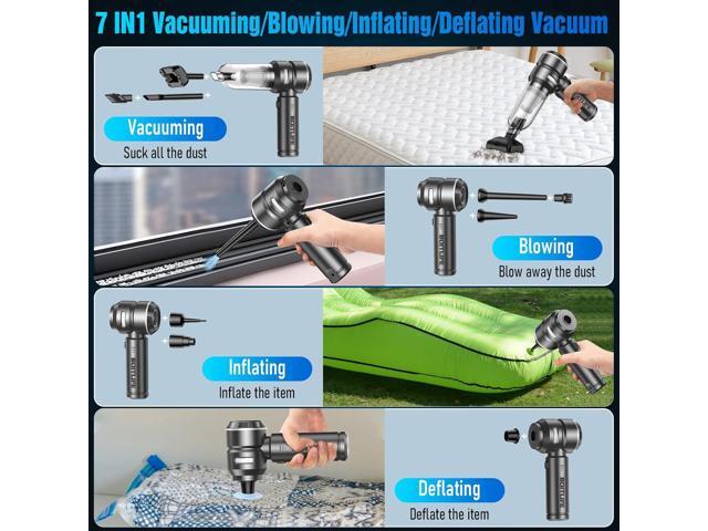 Handheld Car Vacuum Cleaner Cordless,18000PA High Power Portable Vacuum Cleaner & Air Duster,3 Gear,7 in 1 Small Vacuum Cleaner Rechargeable,Mini...