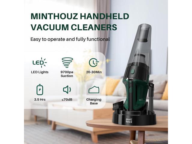 Minthouz Handheld Vacuum Cordless, Strong Suction Car Vacuum Cleaner with LED Light, Long Runtime Hand Vacuum Cordless Rechargeable, Hand Held Vac...