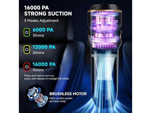 Handheld Vacuum Cordless, Car Vacuum Cleaner with Brushless Motor, Strong Suction Vacuum & Compressed Air Dusters with LED Light, Wireless Mini...