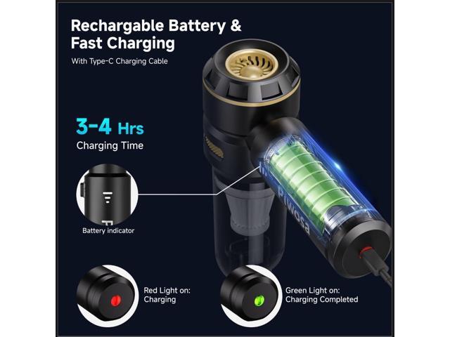 Handheld Vacuum Cordless, Car Vacuum Cleaner with Brushless Motor, Strong Suction Vacuum & Compressed Air Dusters with LED Light, Wireless Mini...