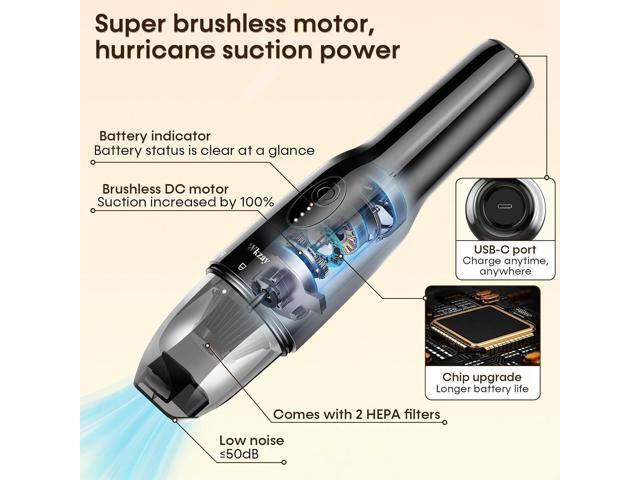 Small Handheld Vacuum Cordless with Brushless Motor 16,000Pa Strong Suction, Fast Charging, Low Noise, Lightweight and Portable for Home,...