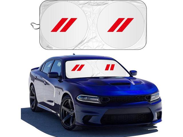 Foldable Sunshade for Dodge Charger Challenger Durango Journey Front Windshield Sun Shade Universal Fit to All Dodge Cars Sun Visor Protector (Red)