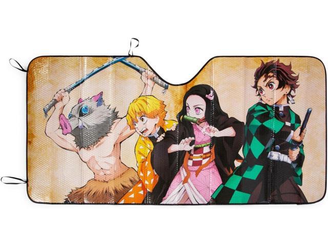 Demon Slayer Characters Accordion Sunshade for Windshield Foldable Sun Visor Protector for Cars, Trucks, SUVs Blocks UV Rays and Sun Glare ...