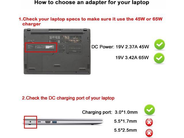 65W Charger Compatible with Acer Aspire Go 15 14 AG15-31P AG14-21P 3 5 A315-55 A315-58 A317-22 A514-56 A517-58 A515-55 A517-54 A315-22 Swift 3 5...
