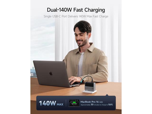 CUKTECH 15 140W USB C Charger, 4-Port Foldable Laptop Block, Advanced GaN Power Adapter, PD3.1 Fast Charging Wall Charger for MacBook, iPhone 16...