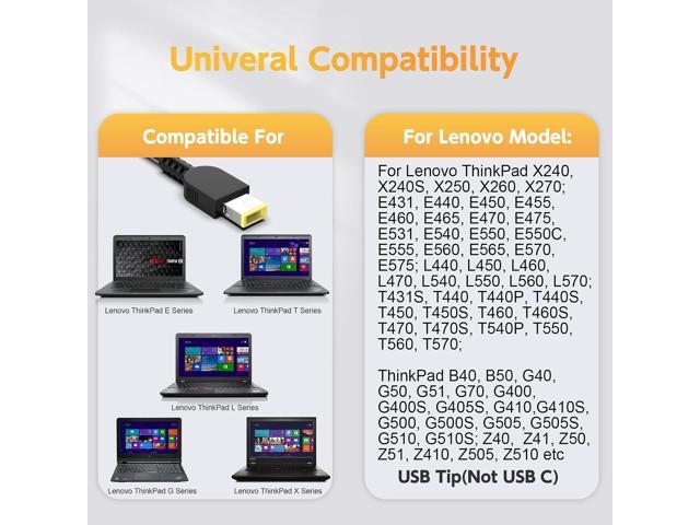 45W Laptop Charger Compatible with Lenovo ThinkPad T431S, T440, T450S, T460, T460S, T470S, X240, X250, X260, E431, E440, E450, E540, E550, E560,...