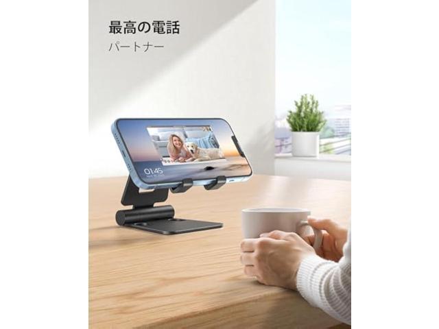 Nulaxy Dual Folding Cell Phone Stand, Fully Adjustable Foldable Desktop Phone Holder Cradle Dock Compatible with iPhone 17 16 15 14 13 12 11 Pro...