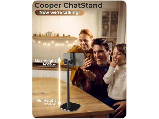 COOPER ChatStand, Adjustable Cell Phone Stand for Desk, Phone Stand for Recording, iPhone Holder for Filming, Small Tripod for iPhone, Fits...
