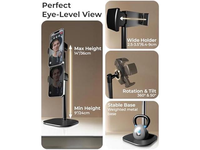 COOPER ChatStand, Adjustable Cell Phone Stand for Desk, Phone Stand for Recording, iPhone Holder for Filming, Small Tripod for iPhone, Fits...