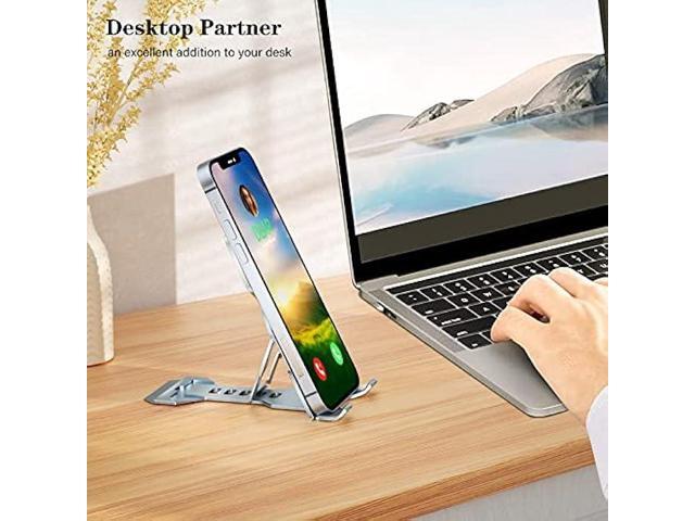 Phone Stand for Desk, Adjustable Cell Phone Stands, Foldable Metal Phone Stands for All Smartphone