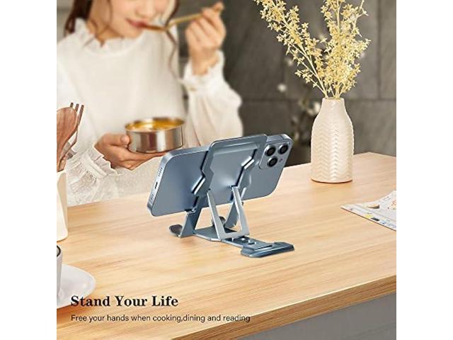 Phone Stand for Desk, Adjustable Cell Phone Stands, Foldable Metal Phone Stands for All Smartphone