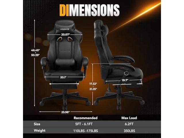 LUCKRACER Gaming Chair, Video Game Chairs Gaming Computer Chair with Footrest 350Lb Heavy Duty Gaming Chair Ergonomic Office Chair Lumbar Support...
