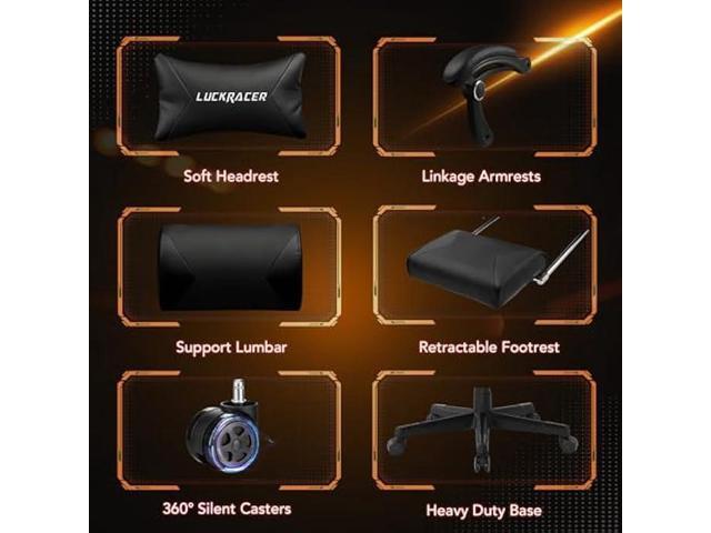 LUCKRACER Gaming Chair, Video Game Chairs Gaming Computer Chair with Footrest 350Lb Heavy Duty Gaming Chair Ergonomic Office Chair Lumbar Support...