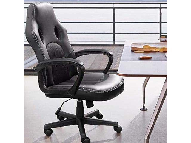 Furmax Gaming Chair Office Chair Leather Computer Desk Chair Racing Style Ergonomic Adjustable Swivel Task Chair with Lumbar Support and Arms (Black)