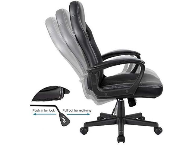 Furmax Gaming Chair Office Chair Leather Computer Desk Chair Racing Style Ergonomic Adjustable Swivel Task Chair with Lumbar Support and Arms (Black)