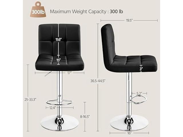 Yaheetech Bar Stools Set of 4, PU Leather Swivel Barstools, Height Adjustable Counter Chairs, Modern Stools with Back for Bar Kitchen Island Dining...