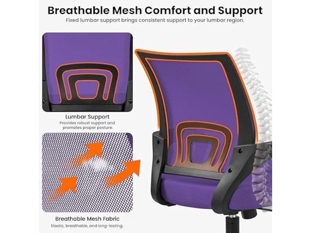 Yaheetech Office Chair Ergonomic Mesh Chair w/Lumbar Support Armrest Wheels Comfortable Racing Seat Adjustable Swivel Rolling Home Executive Mid...