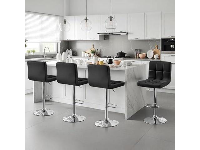 Yaheetech Bar Stools Set of 4, PU Leather Swivel Barstools, Height Adjustable Counter Chairs, Modern Stools with Back for Bar Kitchen Island Dining...