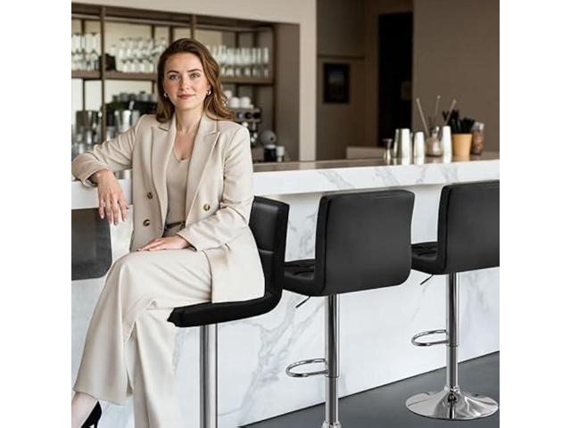 Yaheetech Bar Stools Set of 4, PU Leather Swivel Barstools, Height Adjustable Counter Chairs, Modern Stools with Back for Bar Kitchen Island Dining...