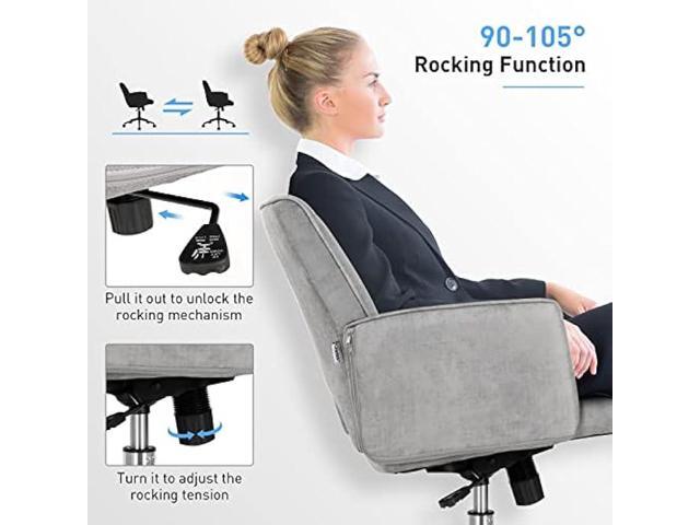COSTWAY Ergonomic Home Office Chair, Height-Adjustable Leather-Like Computer Desk Chair w/Rolling Casters & Armrests, Upholstered Mid-Back Swivel...