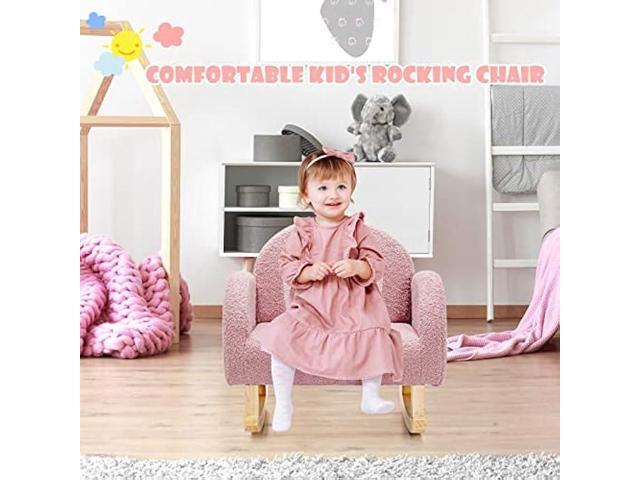 INFANS Kids Sofa, Toddler Rocking Chair with Solid Wooden Frame, Anti-Tipping Design, Plush Fabric, Children Armchair for Nursery Kindergarten...
