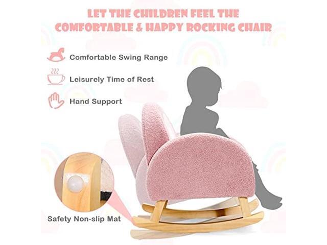 INFANS Kids Sofa, Toddler Rocking Chair with Solid Wooden Frame, Anti-Tipping Design, Plush Fabric, Children Armchair for Nursery Kindergarten...