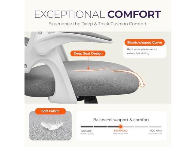 NEO CHAIR Office Desk Computer Gaming Ergonomic Chair with Lumbar Back Support Adjustable Height Swivel Wheels Flip-up Arms Mesh Chair for Home or...