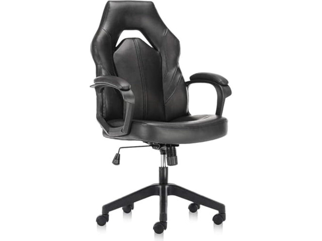 OLIXIS Ergonomic Gaming Office Chair - PU Leather Executive Swivel Computer Desk Chair with Flip-up Armrests and Lumbar Support for Working,...