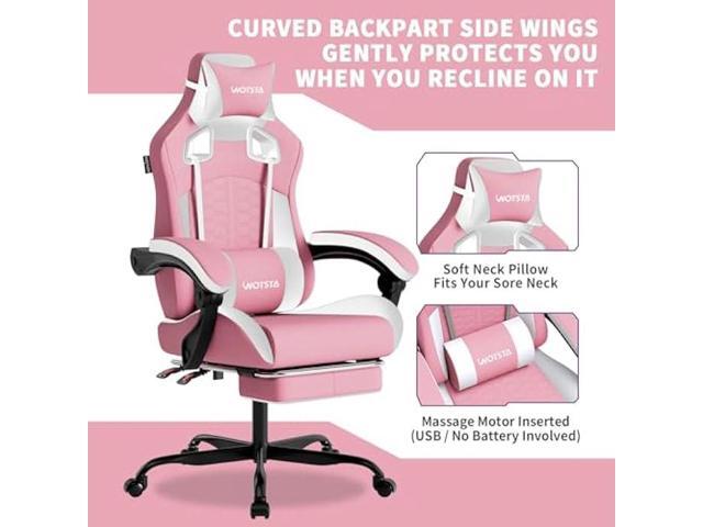 Gaming Chair with Massage,Ergonomic PC Gaming Chair with Footrest Comfortable Headrest and Lumbar Support,High Back Game Chair PVC Leather,300LBS...