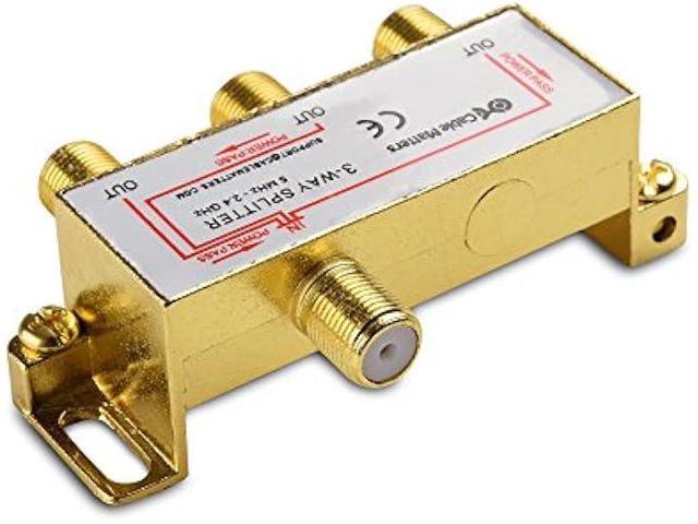 Cable Matters 2-Pack 2.4 Ghz 3 Way Coaxial Cable Splitter for STB TV, Antenna and MoCA Network - All Port Power Passing - Gold Plated and Corrosion...