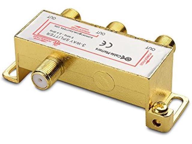 Cable Matters 2-Pack 2.4 Ghz 3 Way Coaxial Cable Splitter for STB TV, Antenna and MoCA Network - All Port Power Passing - Gold Plated and Corrosion...