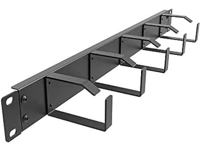Jingchengmei 19-Inch 1U Metal Horizontal Rackmount Cable Manager with 5 D-Rings (1UCM5R440, Black)