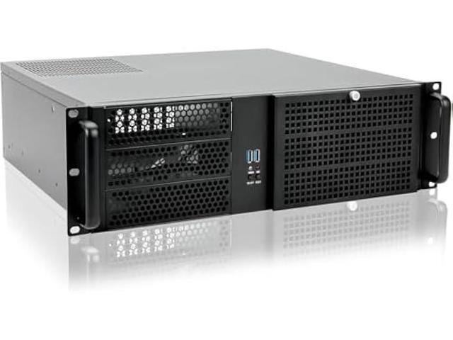 RackChoice 3u Rackmount Server Chassis MATX/Mini-ITX 3x5.25 Support ATX PSU with Either top/Bottom or Side Cooling and SFX PSU (Need to use The ATX.