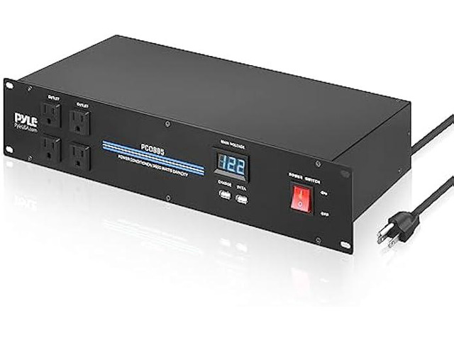PylePro PDU Power Strip Surge Protector - 3600 Watt 15 Amp 20 Outlet Heavy Duty Electric Extension Cord - 2U Rack Mount Power Conditioner w/ AC...