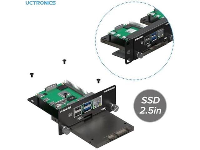 UCTRONICS 19 1U Rack Mount for Raspberry Pi with SSD Mounting Brackets, Thumbscrews Front Removable Bracket Supports Up to 4 Raspberry Pi 5,...
