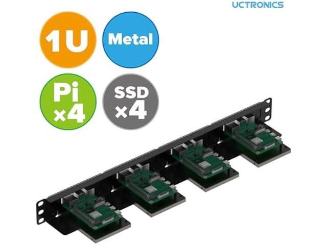 UCTRONICS 19 1U Rack Mount for Raspberry Pi with SSD Mounting Brackets, Thumbscrews Front Removable Bracket Supports Up to 4 Raspberry Pi 5,...