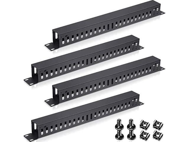 4 Pack 1U 19 Inch Cable Manager 24 Slot Horizontal Rack Mount Wire Management Server Rack Cable Management Metal Finger Duct Wire Organizer with...