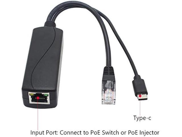 ANVISION 4-Pack 5V Gigabit PoE Splitter, USB Type C, 48V to 5V 2.4A Adaper, IEEE 802.3af Compliant