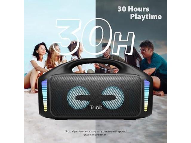 Tribit StormBox Blast Portable Speaker: 90W Loud Stereo Sound with XBass, IPX7 Waterproof Bluetooth Speaker with LED Light, Bluetooth 5.3 & TWS,...