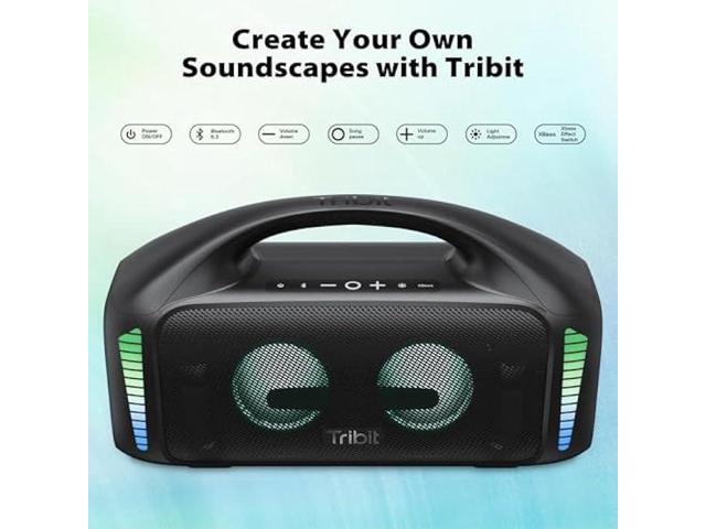 Tribit StormBox Blast Portable Speaker: 90W Loud Stereo Sound with XBass, IPX7 Waterproof Bluetooth Speaker with LED Light, Bluetooth 5.3 & TWS,...