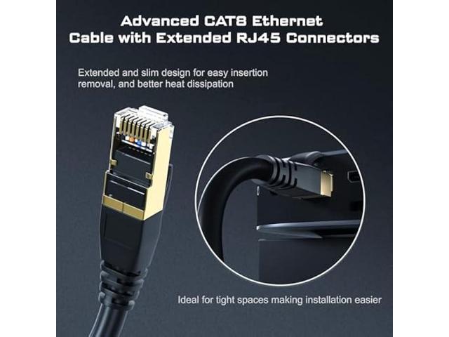 DbillionDa Cat8 Ethernet Cable, Outdoor & Indoor, 40FT Heavy Duty Direct Burial High Speed 26AWG Cat8 LAN Network Cable 40Gbps, 2000Mhz with Gold...