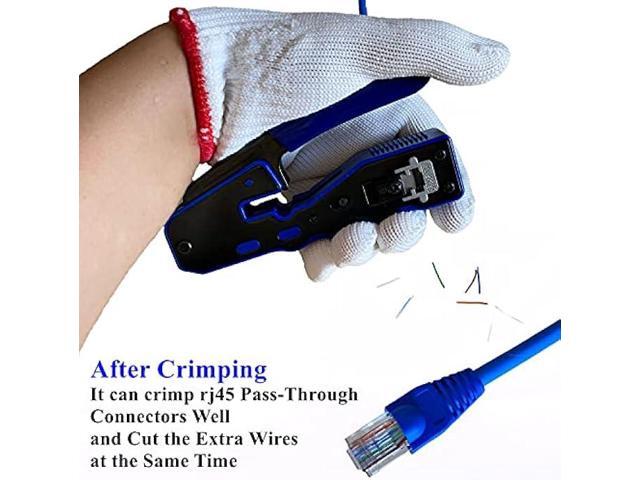 Rj45 Crimp Tool Kit Pass Through and Standard Cat6 Cat6A Cat5 Cat5e rj45 Crimping Tool with 50pcs rj45 Cat6 Pass Through Connectors, 20pcs Covers,...