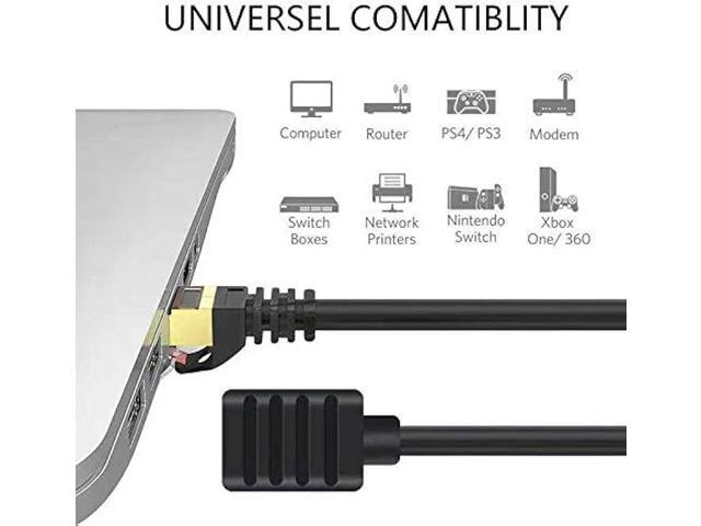 Ethernet Extension Cable 65 ft,Yeung Qee Shielded Network Cat7 Ethernet Extender Cable Adapter RJ45 Cords Shielded Male to Female Connector (65FT/20M)